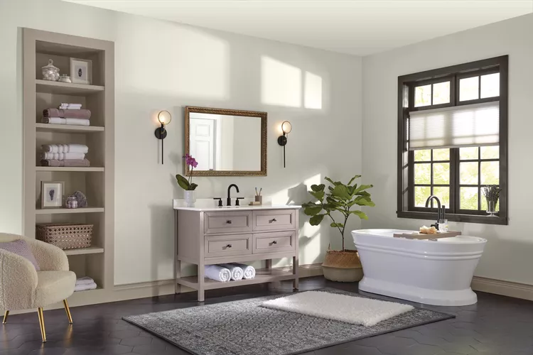 Bathroom cabinet in rustic greige