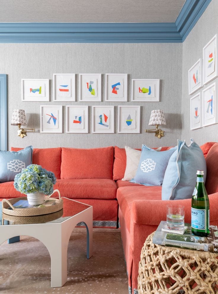 Raspberry blush color on a section sofa