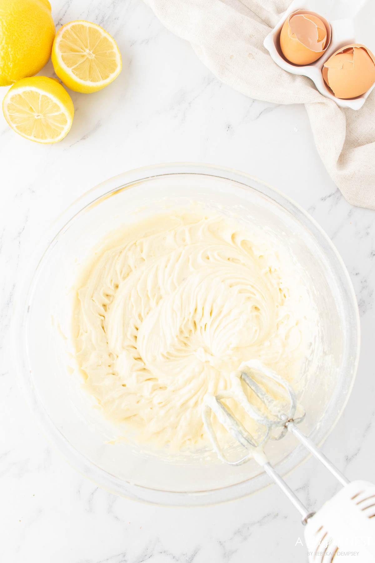 The batter should be smooth like pictured once dry and wet ingredients are combined. 