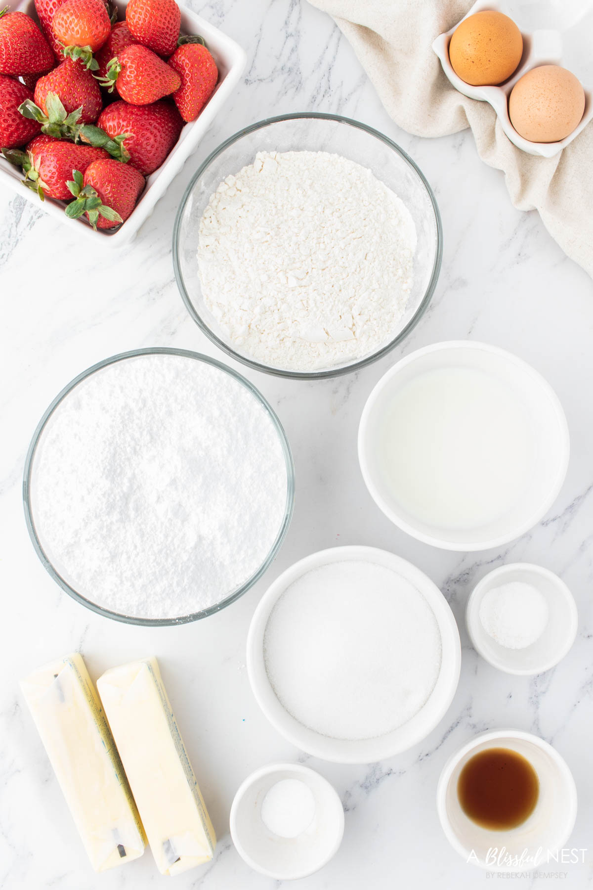 Ingredients of what is needed to make the cupcakes.
