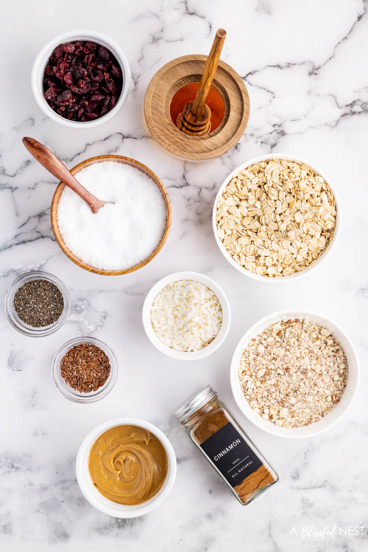 ingredients needed to make these peanut butter energy balls.