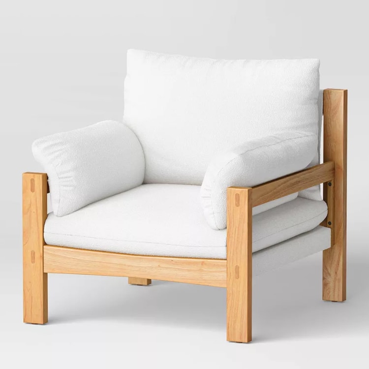 This slouchy accent chair is so perfect to add to a living room space! #ABlissfulNest