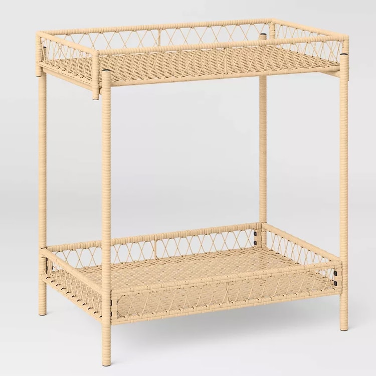 This rattan bar cart is the perfect addition to your outdoor living area this summer! #ABlissfulNest