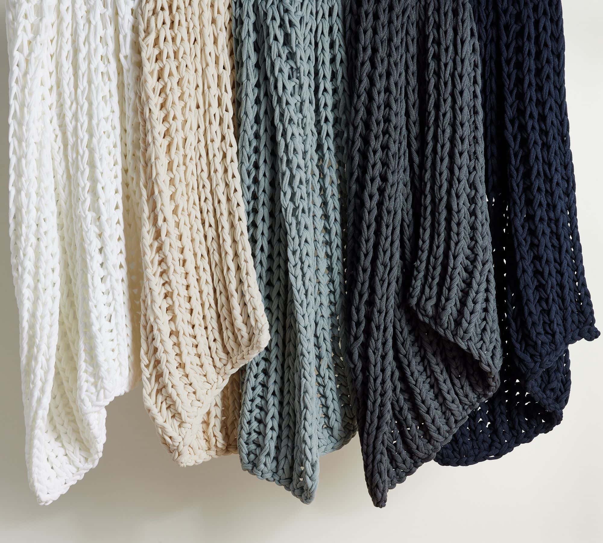 shades of blue and cream throw blankets