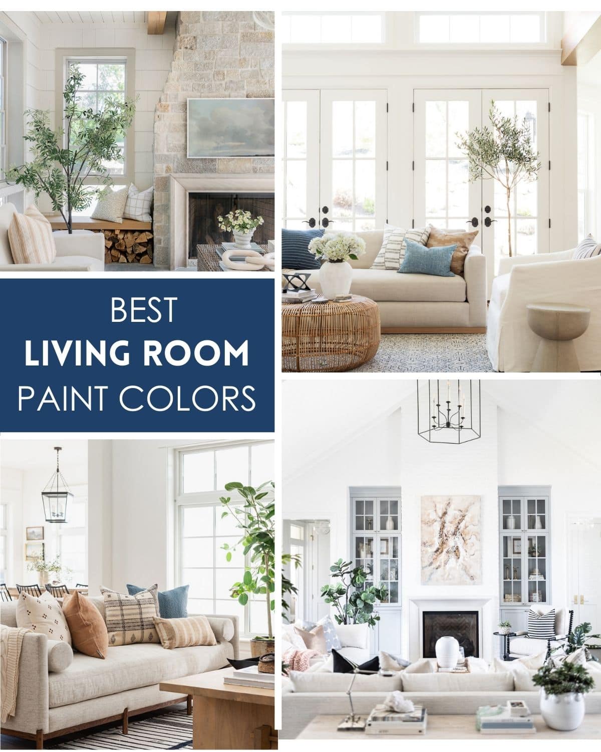 collection of various living rooms showcasing different neutral paint colors 