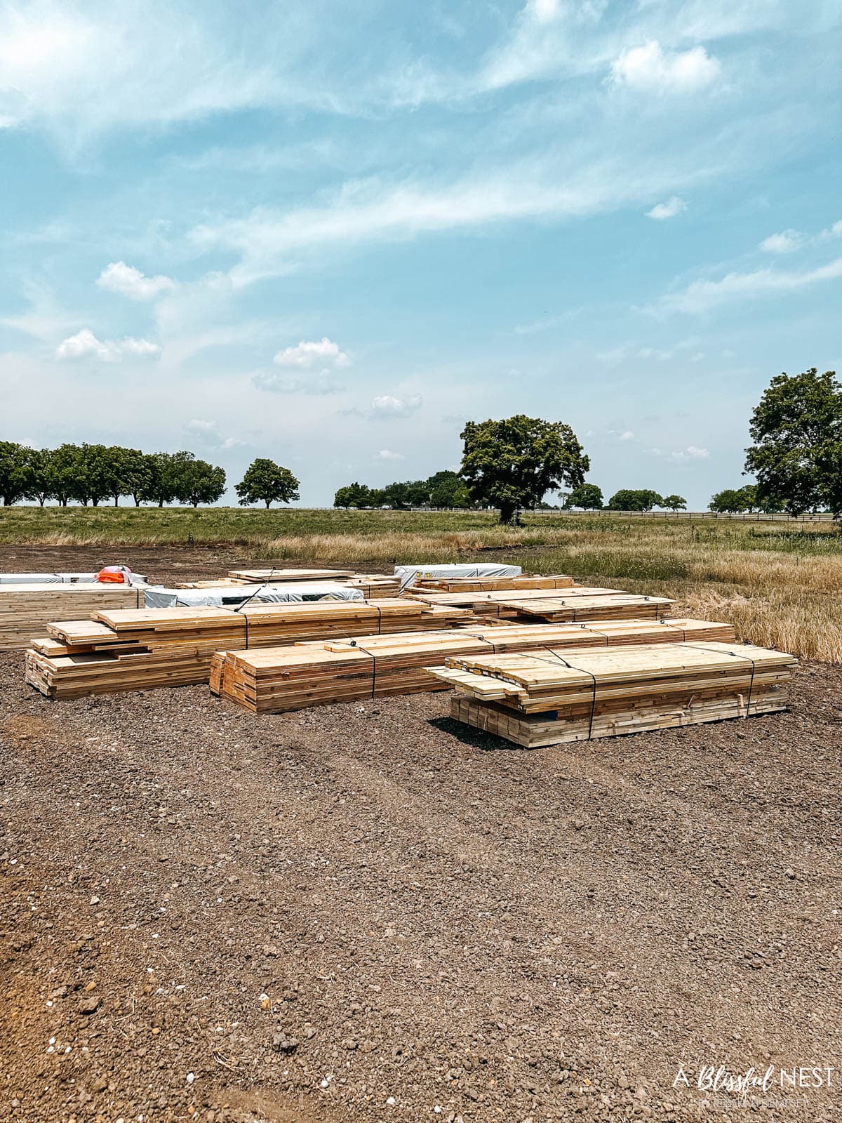 pile of lumber for new home build