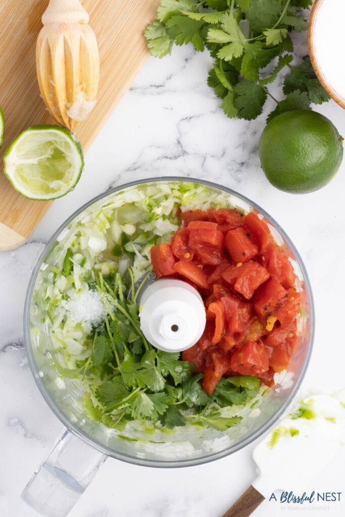 added ingredients to a food processer