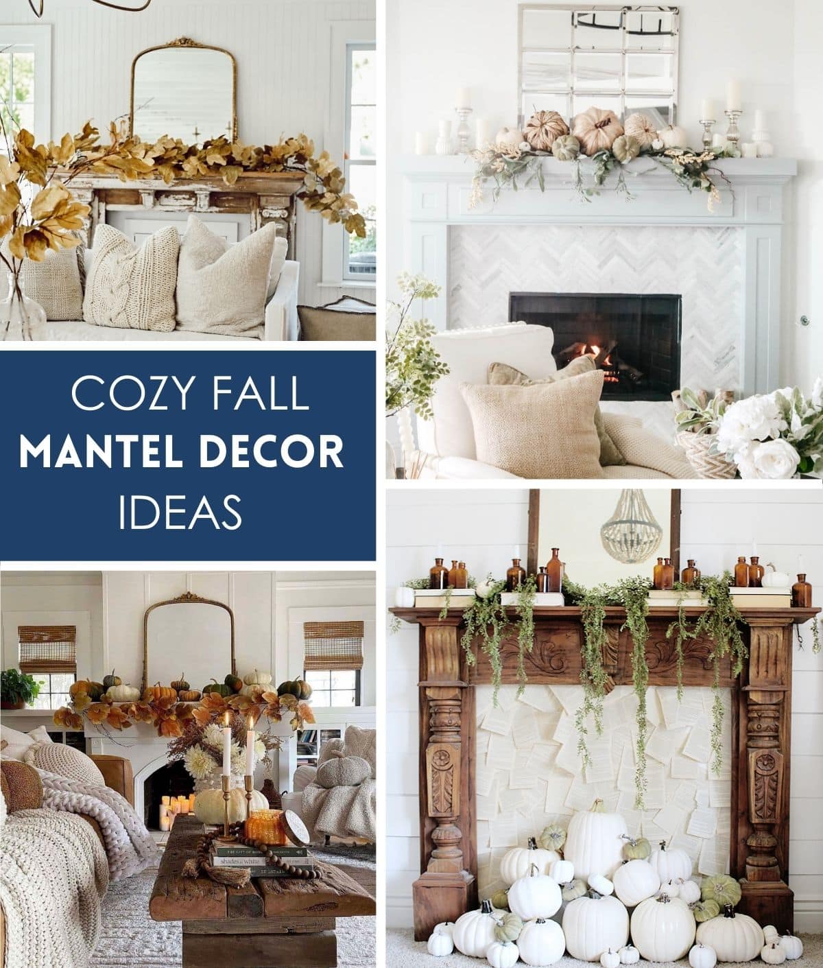 fall mantel decor collage