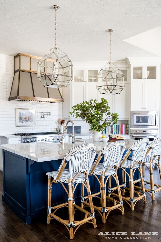 navy blue kitchen island