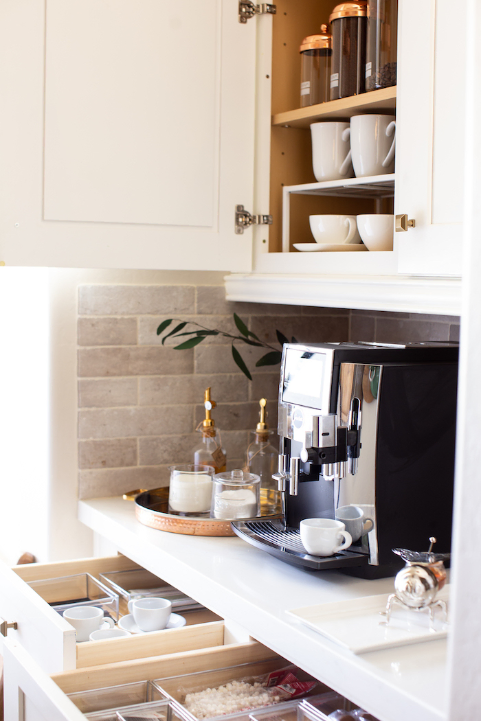 coffee bar on a small kitchen counter