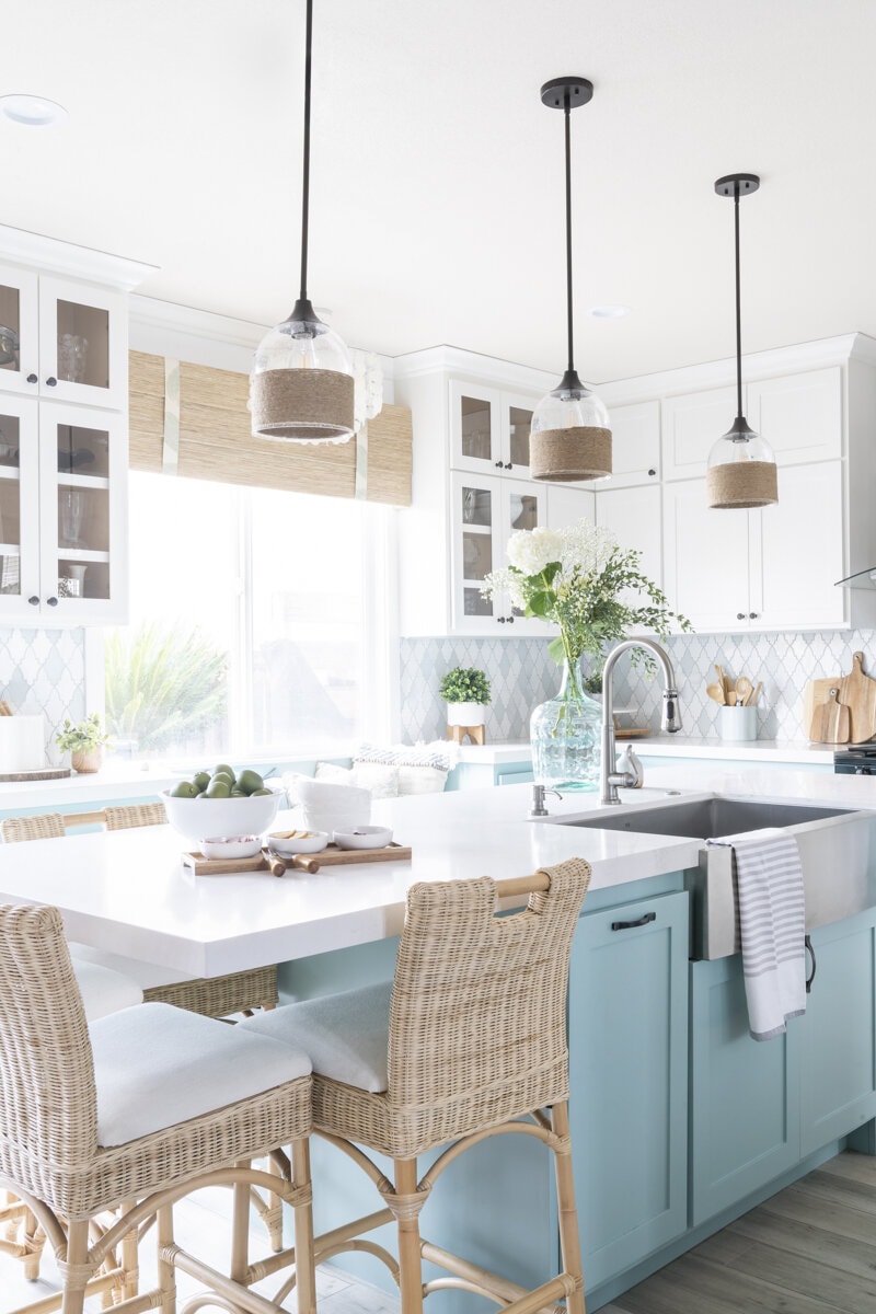 light blue kitchen cabinets