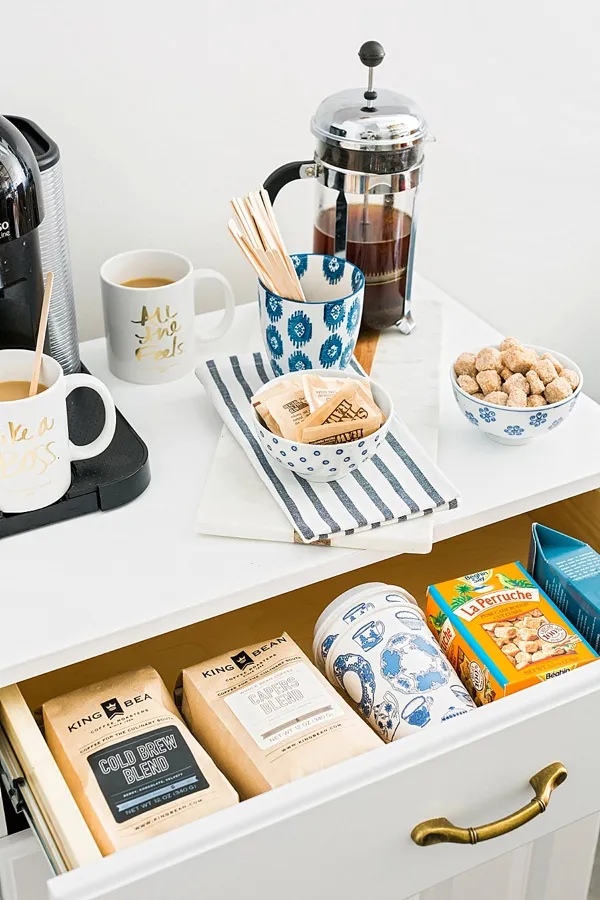 Coffee bar ingredients to make a coffee station
