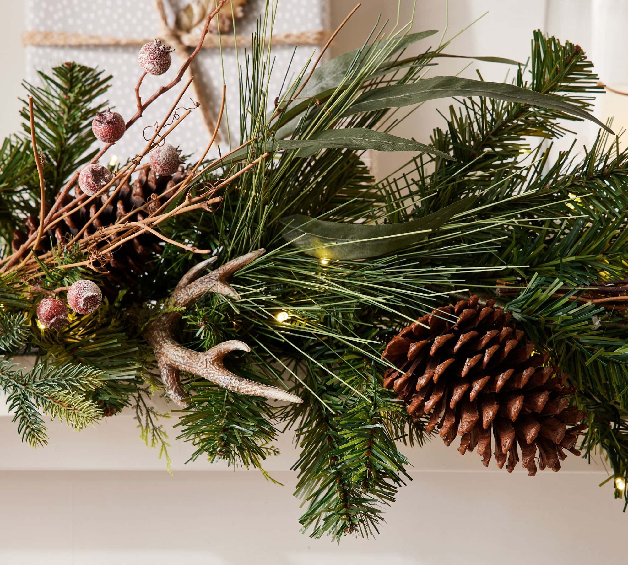 holiday garland with twinkle lights